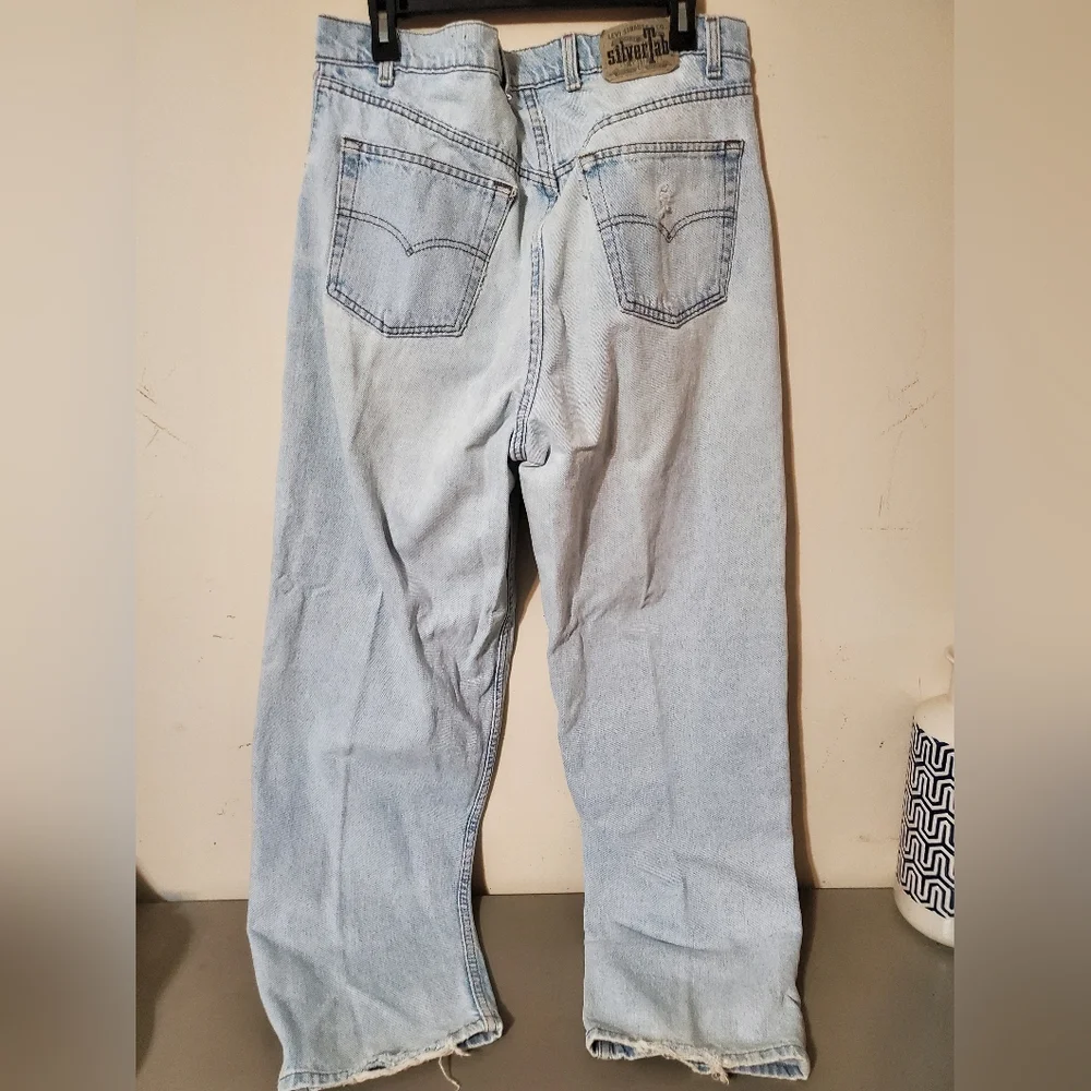 Y2K 90s Levis Silvertab Baggy Mens Light Wash Denim Skater Jeans USA Size 38x32 - Picture 5 of 9